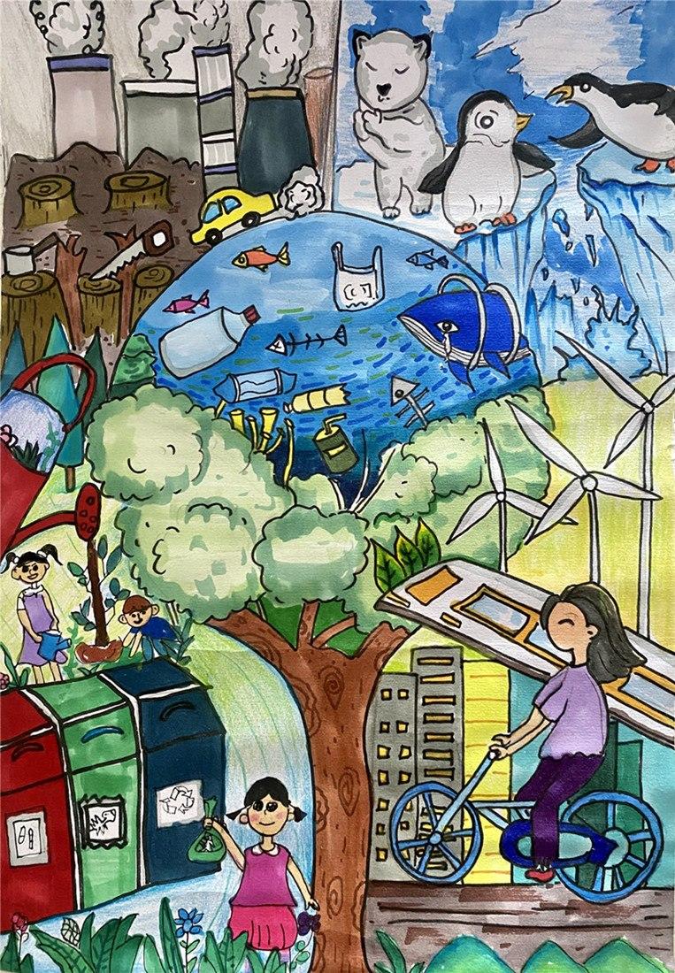 《低碳環(huán)保 愛(ài)護地球母親》 鄧翹楚 7歲